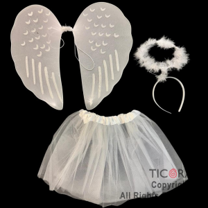 SET ALAS POLLERA Y AURA BLANCA x 1